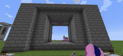 Brick Building With Pink Block GIF