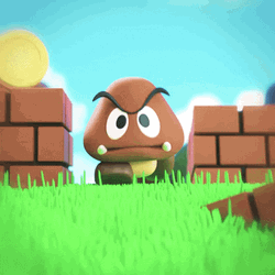 Brick Cubes Run Goomba Super Mario