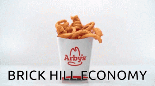Brick Hill Economy Is Written On A White Background With A Red Object GIF