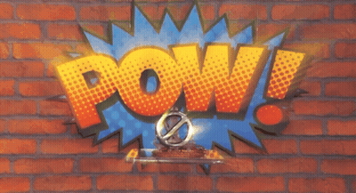 Brick Wall Sign Saying Pow GIF