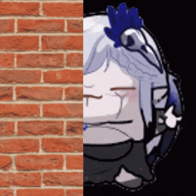 Brick Wall With Girl Drawing And Blue Flower GIF