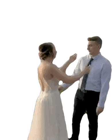 Bride Adjusting Groom's Tie Sticker