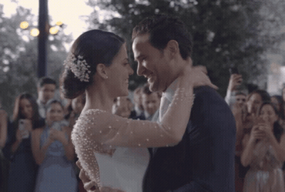 Bride And Groom Dancing For Crowd GIF