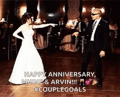 Bride And Groom Dancing Happy Anniversary Mhine & Arvin GIF