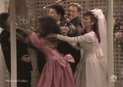 Bride And Groom Fighting At Wedding Reception GIF