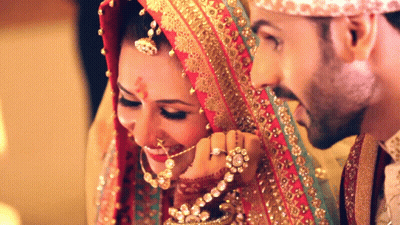 Bride And Groom Getting Married With Yellow Veil GIF
