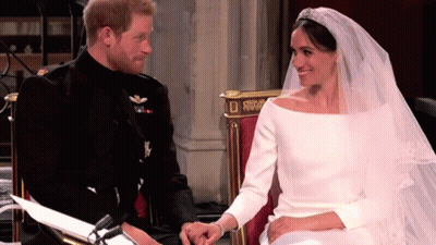 Bride And Groom Holding Hands And Smiling GIF