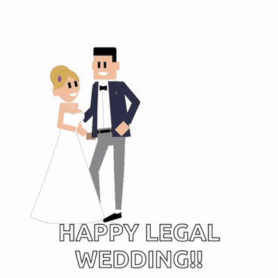 Bride And Groom Holding Hands Just Married GIF