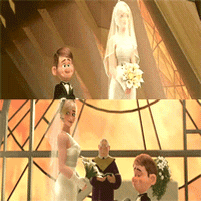 Bride And Groom Standing In Church GIF