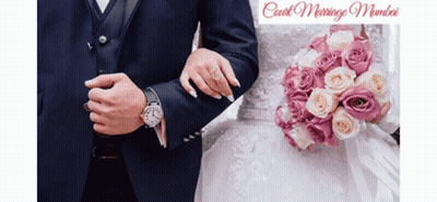 Bride And Groom Standing With Bouquet GIF