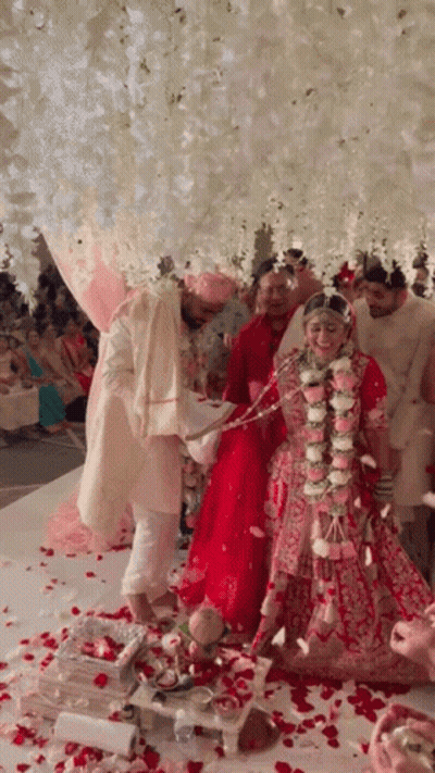 Bride And Groom Under White Canopy GIF