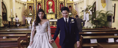 Bride And Groom Walking Down Aisle GIF