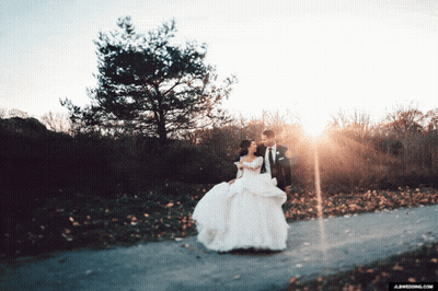 Bride And Groom Walking Path With Jlwedding.com GIF