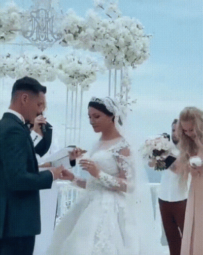 Bride And Groom Wedding Bride Wearing Crown GIF