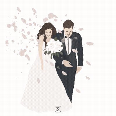 Bride And Groom With Letter Z GIF