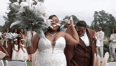 Bride Groom Walk Down Aisle With Wedding Party GIF