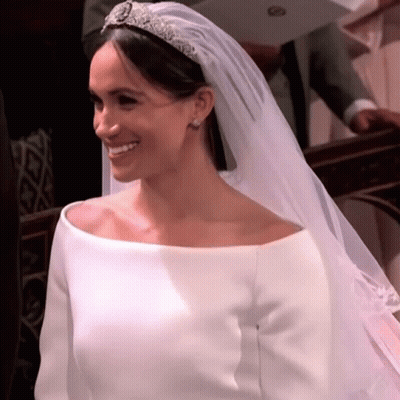 Bride In Tiara And Veil Smiling GIF