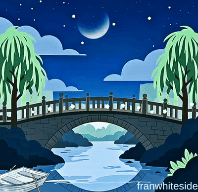 Bridge Over River At Night Franwhiteside GIF