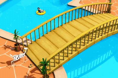 Bridge Over Swimming Pool With Dalmatian GIF