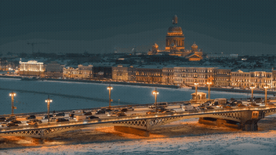 Bridge Over Water With Large Dome GIF