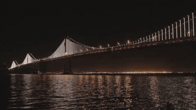 Bridge Over Water With Lights GIF