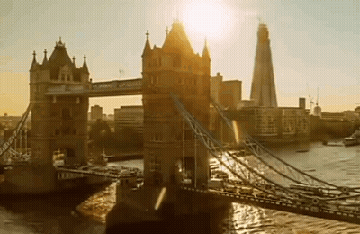 Bridge Over Water With Tower GIF