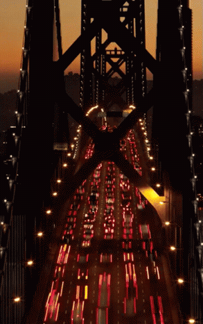 Bridge With Heavy Traffic Underneath GIF