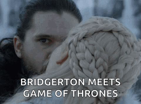 Bridgerton Meets Game Of Thrones With A Man Kissing A Woman On The Forehead GIF
