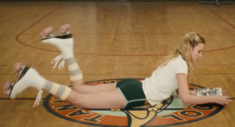 Brie Larson Reading Roller Skating Court GIF
