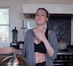 Brie Larson Workout Fit Flying Kiss GIF
