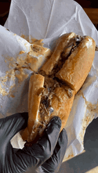 Brisket Cheesesteak Half Cut GIF