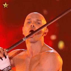 Britain's Got Talent Contestant Licking Sword GIF