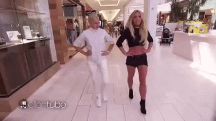 Britney Spears Ellen DeGeneres Strolling In Mall GIF
