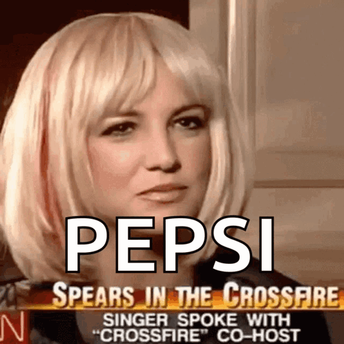 Britney Spears Is Featured On A News Channel Talking About Pepsi And Crossfire GIF