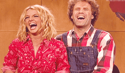 Britney Spears Will Ferrell Laughing Out Loud GIF