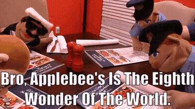 Bro Applebee 'S Is The Eighth Wonder Of The World Written On The Table GIF