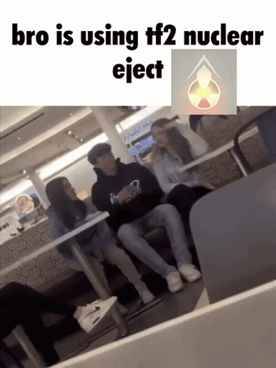 Bro Is Using Tf2 Nuclear Eject On A Picture Of A Group Of People GIF