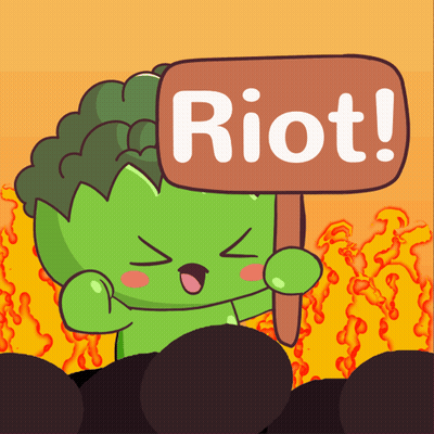 Broccoli Holding Riot Sign GIF