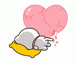 Broken Heart Of Crying Animated White Cat GIF