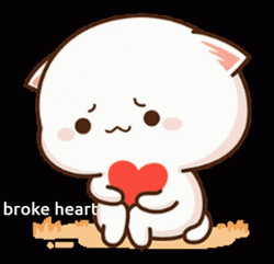 Broken Heart Peach Cat Sad GIF