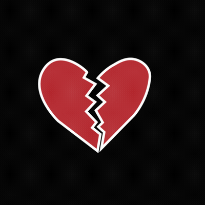 Broken Heart With Heartbreak K On Black Background GIF