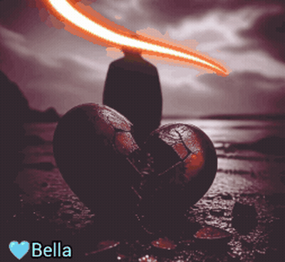 Broken Heart With Name Bella GIF