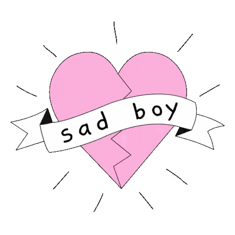 Broken Heart With Ribbon Saying Sad Boy Sticker
