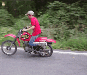 Broken Motorcycle Still Ridden By Man GIF