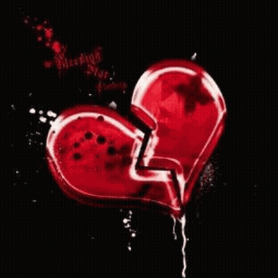 Broken Red Heart With Blood Dripping GIF