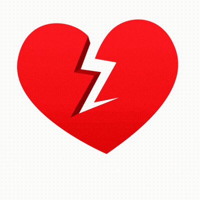 Broken Red Heart With Lightning Bolt GIF