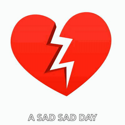 Broken Red Heart With Lightning Bolt GIF