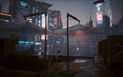 Broken Sign On City Wall GIF