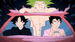 Broly Rides Car With Goku Vegeta GIF