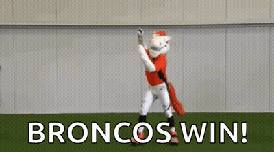 Broncos Mascot Holding Baseball Bat GIF